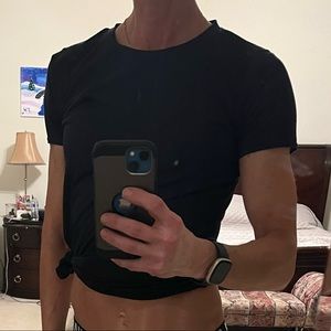Joy Lab black tie tee - mesh see-through back